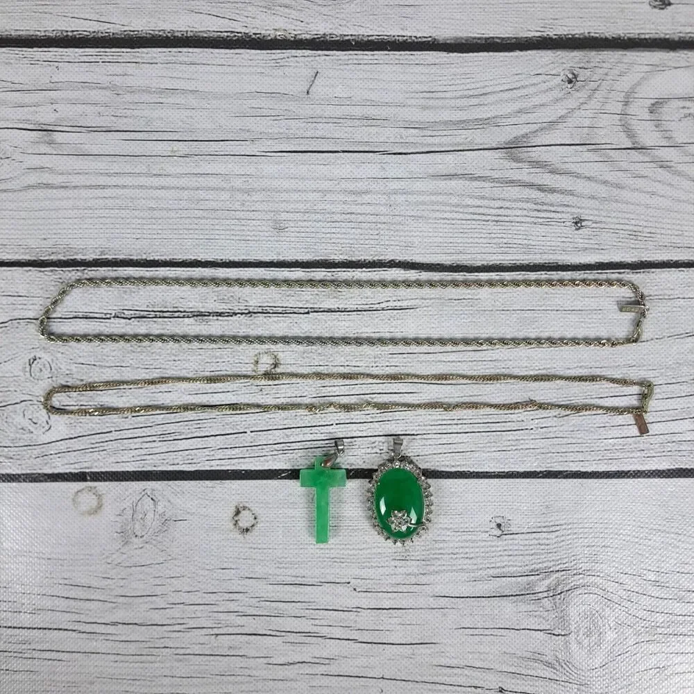 18k GP Gold Necklace Lot With Pendants